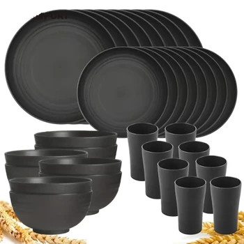 32-Piece Wheat Straw Dinnerware Set 1