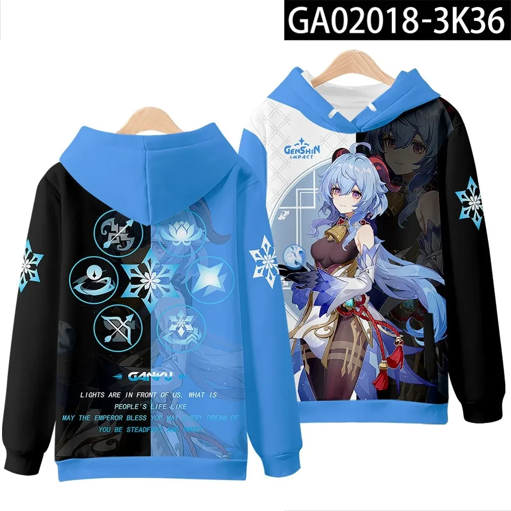 Men and Women Kawaii Anime Sweatshirt, Kids Hoody, Cartoon Clothes, Genshin Impact, New, Creative, Boy, Girl, Children