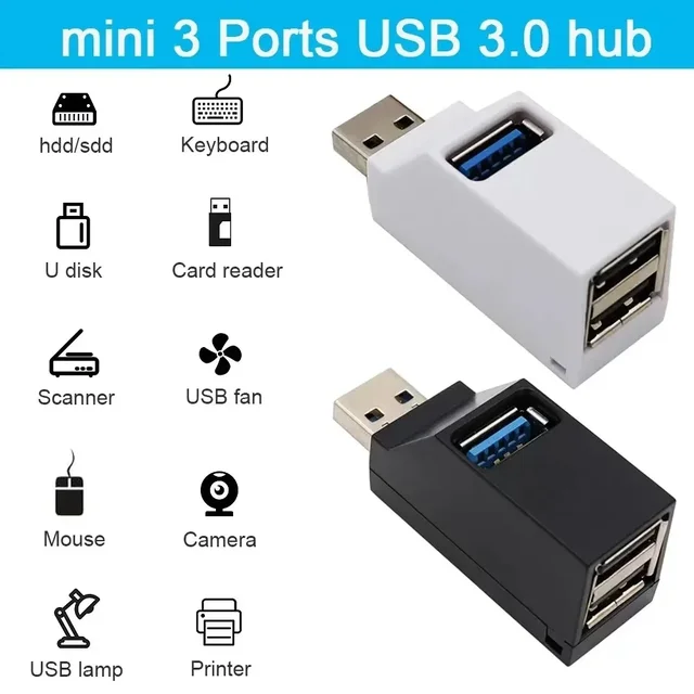 Extensor de concentrador USB 3,0, divisor de coche, concentradores USB multipuerto 2,0, portátil, oficina, lectura multifunción, adaptador de carga de disco Usb 2