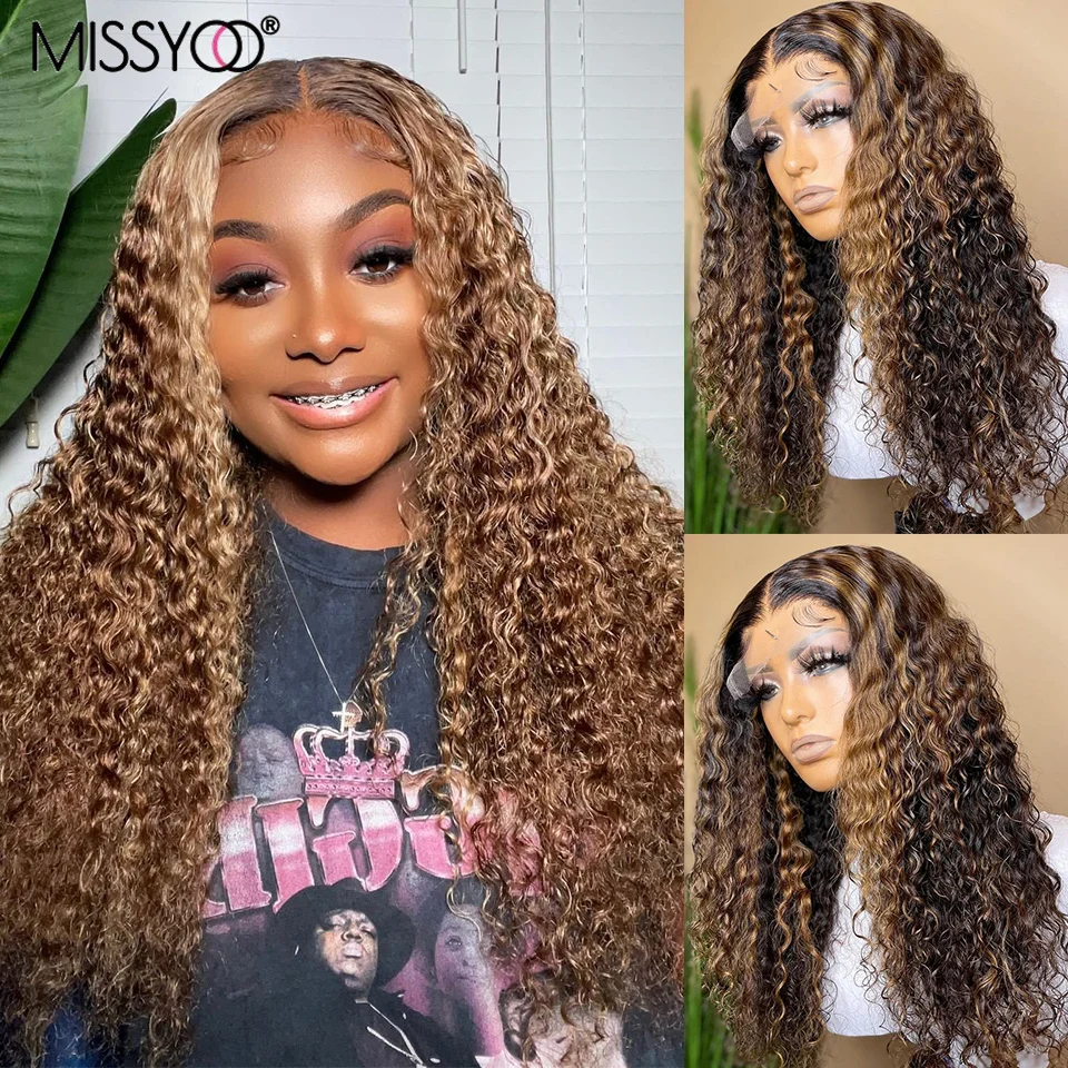 

26 дюймов, с подсветкой Ombre 13x 4 кружевной передний парик вьющиеся человеческие волосы парики для черных женщин предварительно выщипанные медовые блонд цветные вьющиеся парики