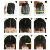 Frange à Air synthétique naturelle courte marron noir, Extension de faux cheveux, 1 Clip, postiches, accessoires pour femmes et filles 6