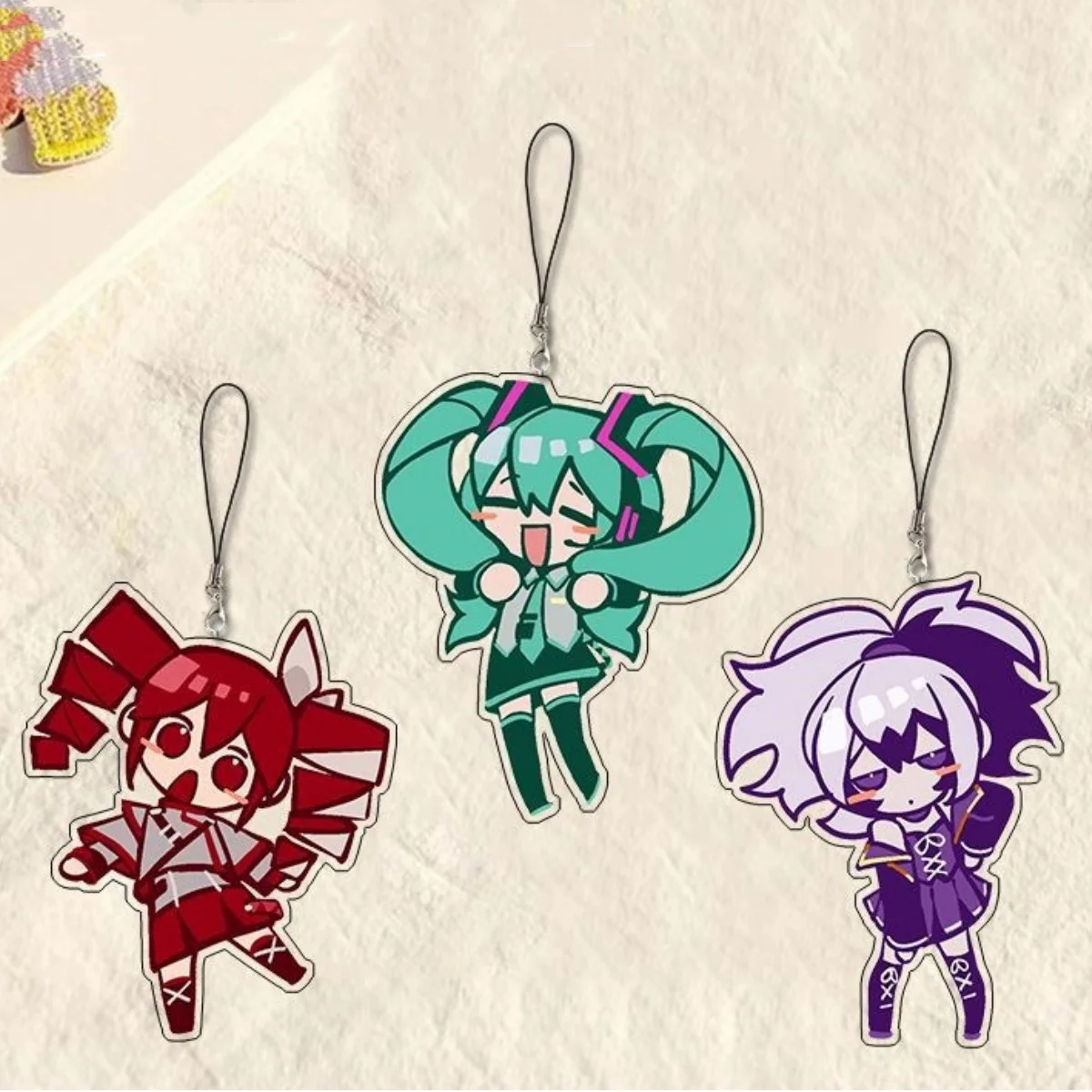 Hatsune Miku Akzent Teto periphere Handykette Auto Schlüsselanhänger Anime Acryl Anhänger Puppenspielzeug Mädchen Halloween Geschenk