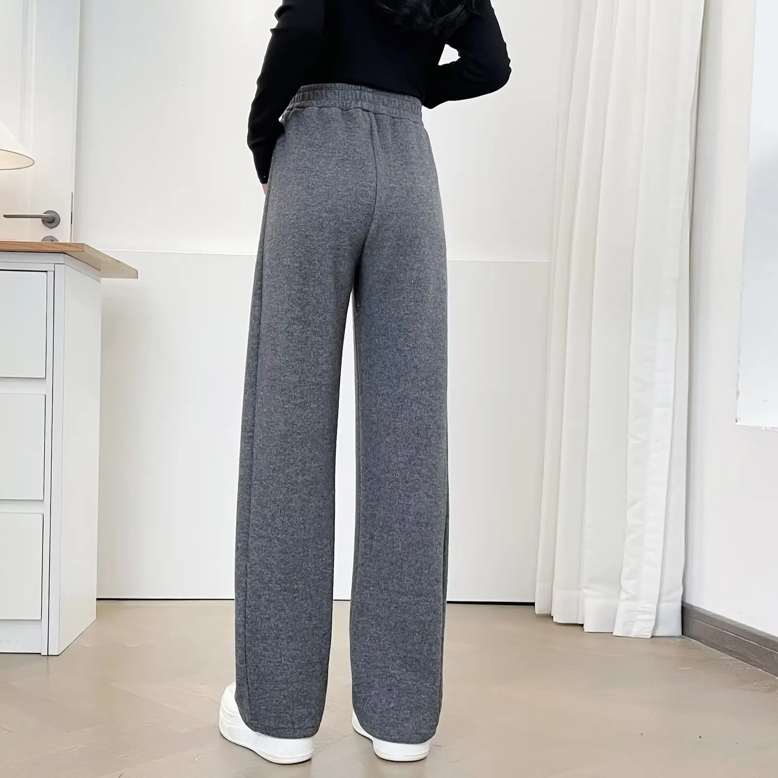 XXXXL Fashion Plus Size Women's Straight Leg Pants New Simple Fleece And Thickened Stretched Winter 2025 Casual Trousers 2579