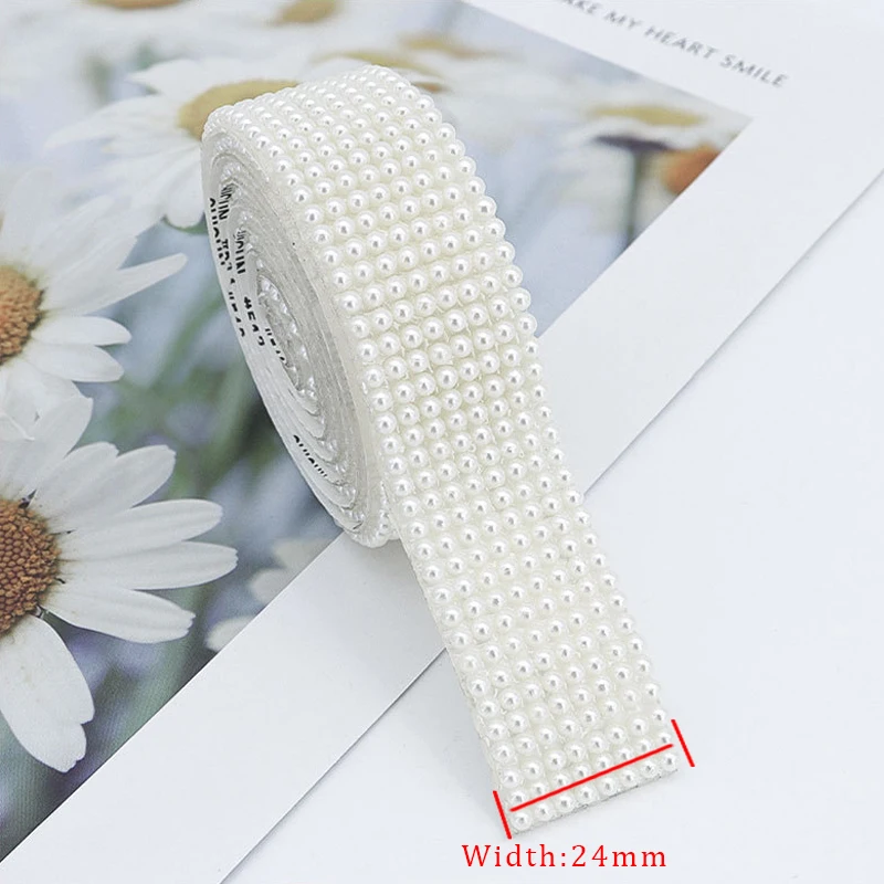 10Yards Pearl Strips Ribbon Self Adhesive Tape Artificial Pearl Wrap Roll Stickers Trim DIY Crafts Wedding Party Decor