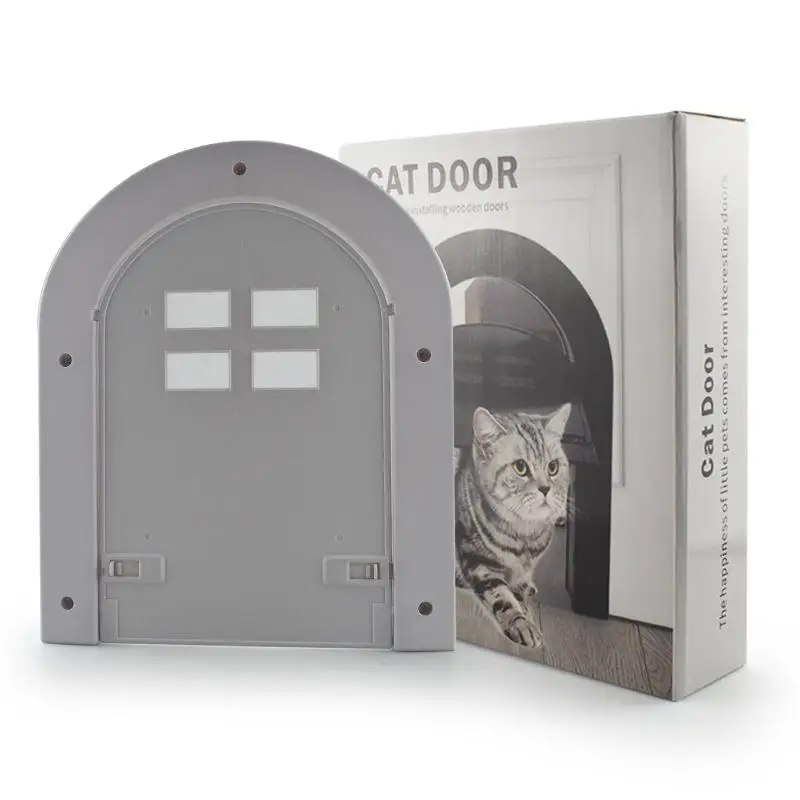 1Pc Abs Plastic Pet Cat Dog Screen Door Free Entry Magnetic Door with Window Pet Accessories for Wooden 24X4X29Cm Flap