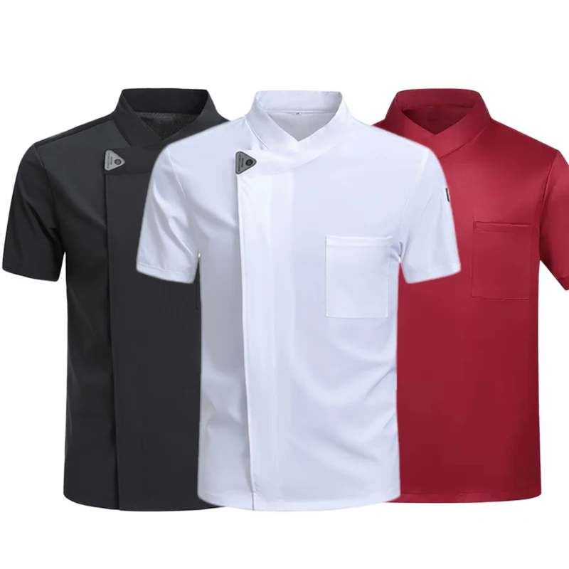 Chef Jacket Men Short Sleeve Women Kitchen Cook Shirt Barber Bartender Pastry Restaurant Waiter Uniform view 2