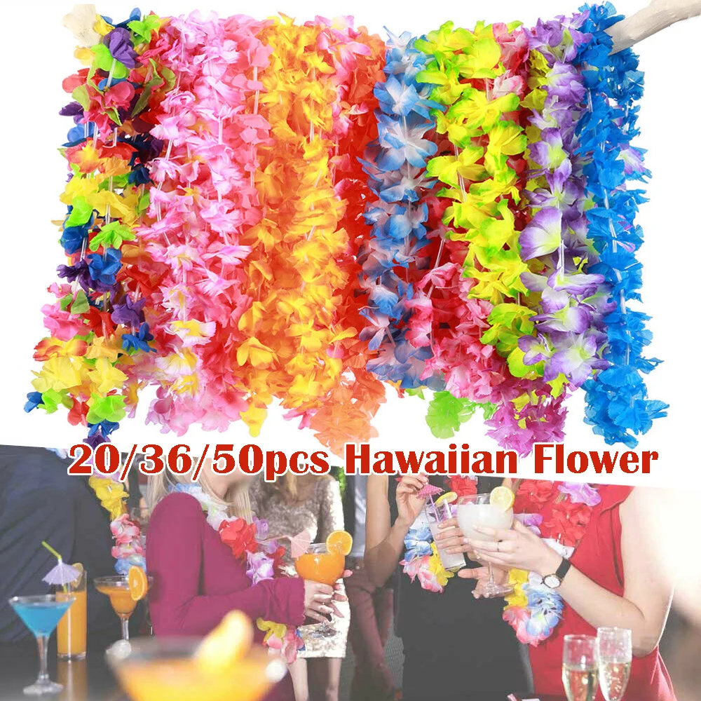 Hawaï-bloemenketting - set van 2 - kleurrijk - herbruikbaar