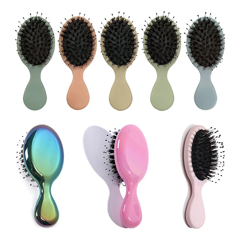천연 멧돼지 강모 타원형 헤어 브러시, 머리 두피 마사지 빗, 휴대용 말머리 빗, 패션 스타일링 도구, 신제품