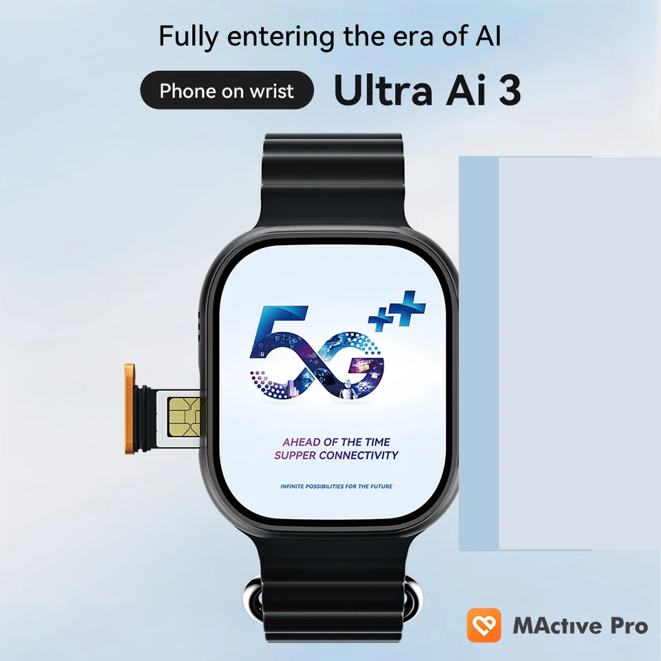Microwear U ltra Ai 3 ����Ʈ ��ġ 5G 4G 2 + 16 GB AMOLED �� �ٿ�ε�, ChatGPT NFC 49mm GPS �������� ī�޶�, SIM ī�� ��ȭ ����Ʈ��ġ