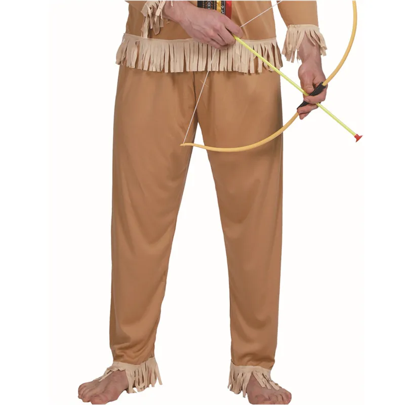 Men Indians Chief Cosplay Adult Halloween Primitive Hunter Warrior Costumes Carnival Purim Parade Role Playing Show Party Dress