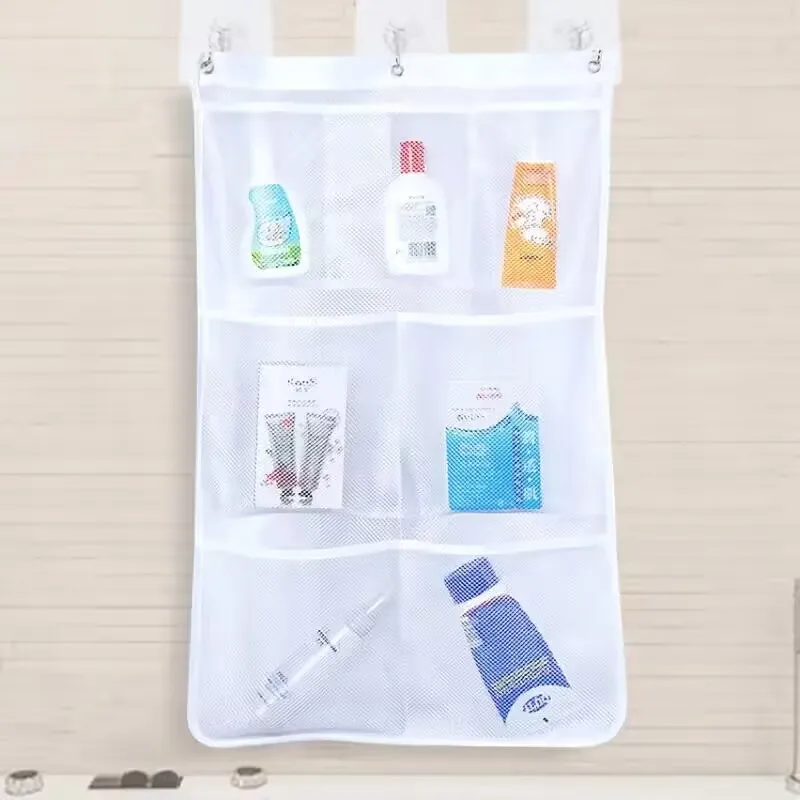 Mesh Hanging Caddy Organizer with Pockets Shower Hanging Organizer Storage Pockets Bathroom Hanger Organizer Bath Toy Holder 5