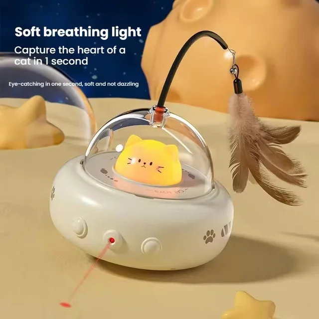 Smart Auto Cat Toy Electric Sensor Feather Laser Wand Interactive Self-Play Anti-Boredom For Indoor Kittens USB Pet Supplies 2