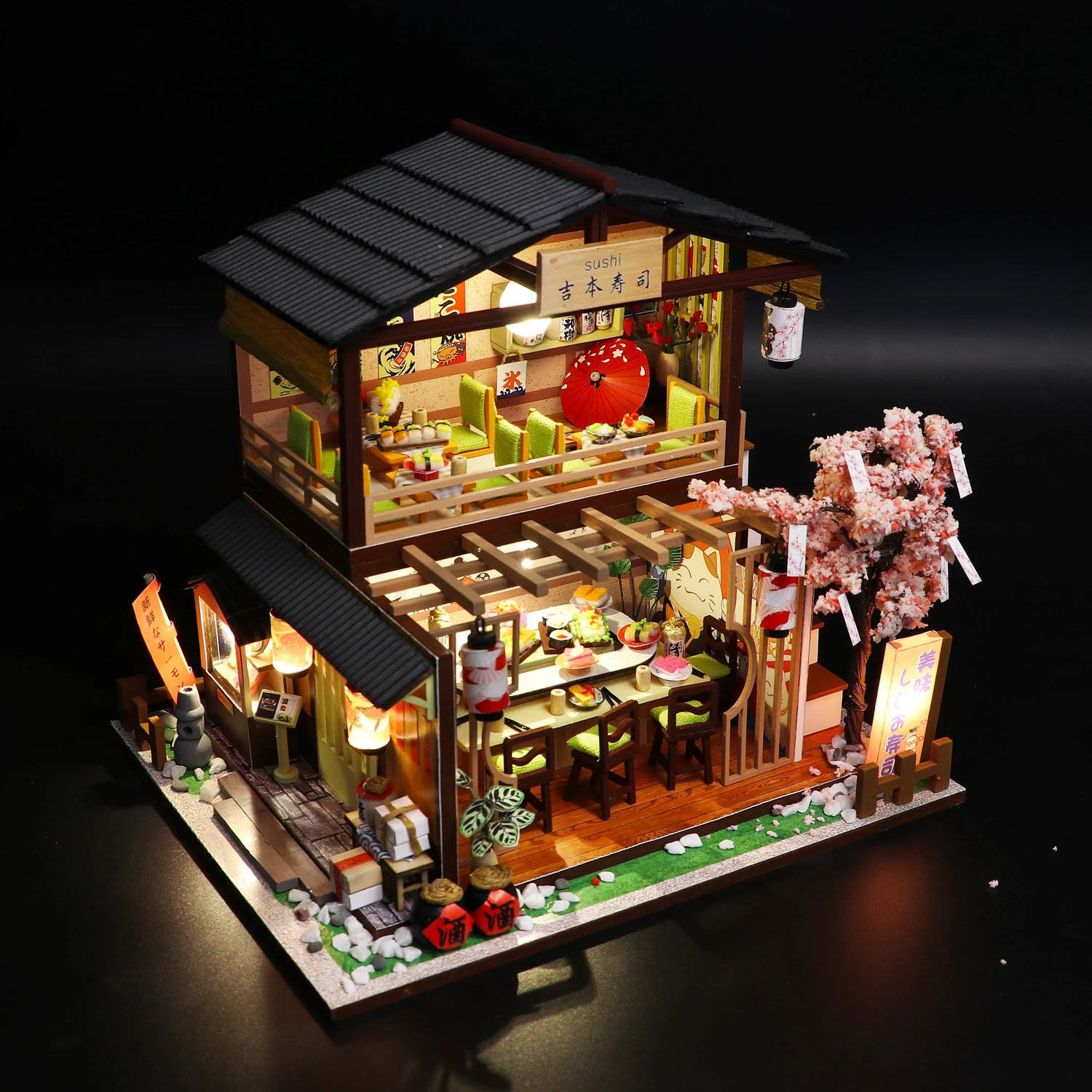 Cutebee Miniatuur Dollhous Japanse Stijl Poppenhuis Accessoires Meubels Miniaturen Building Mini Houten Roombox Speelgoed Gift