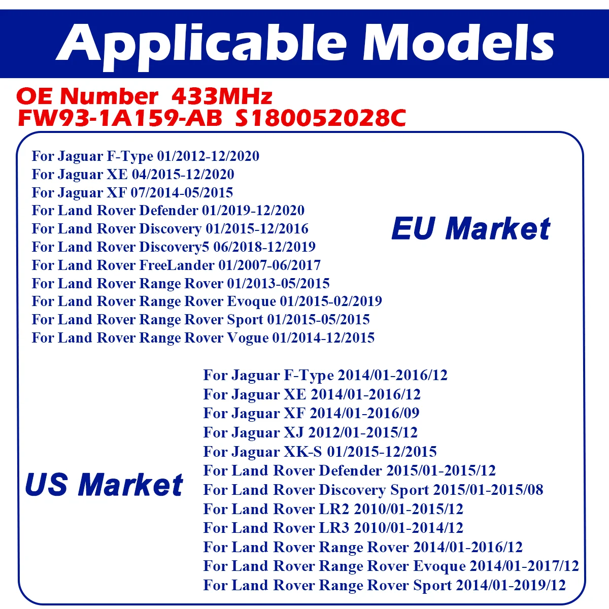 FW93-1A159-AB TPMS Ÿ̾ з  , Ծ XE XF XJ ι Ŀ  LR2 LR3 ι, 433MHz