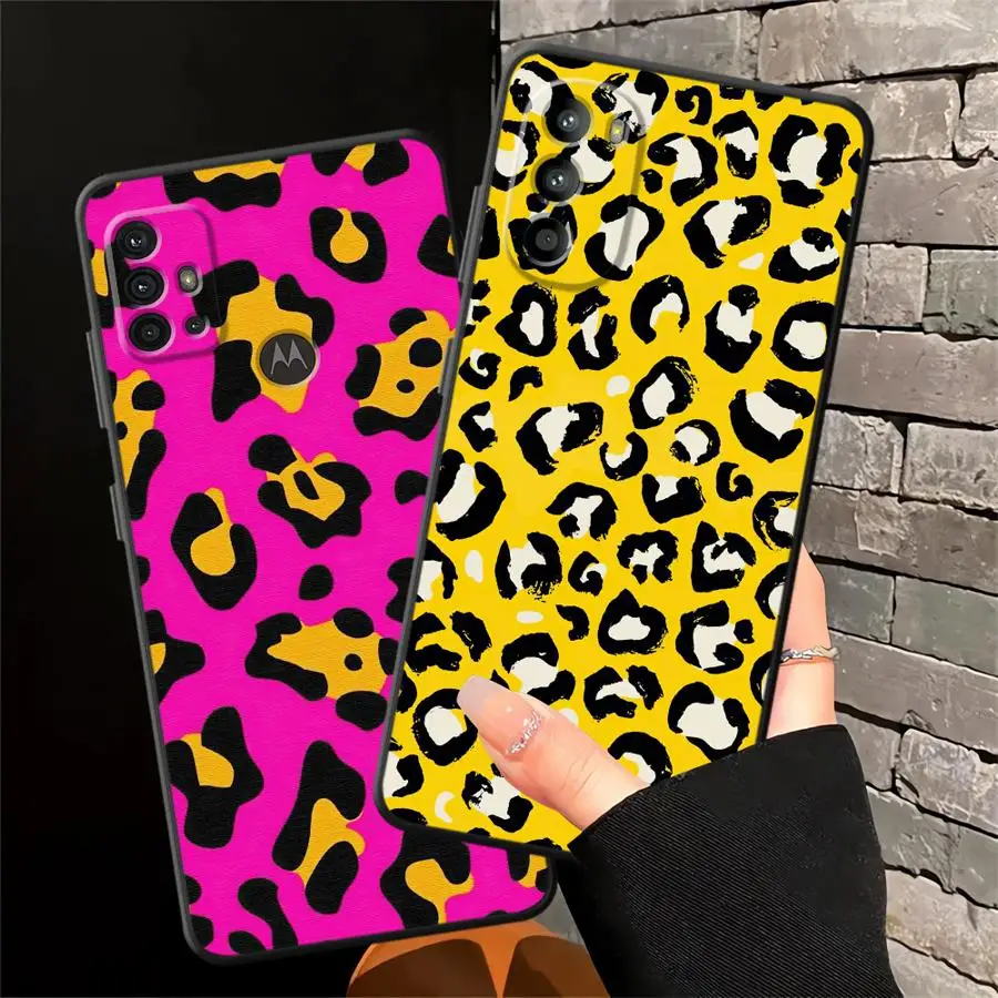 Leopard Print Black Soft Phone Cover Case