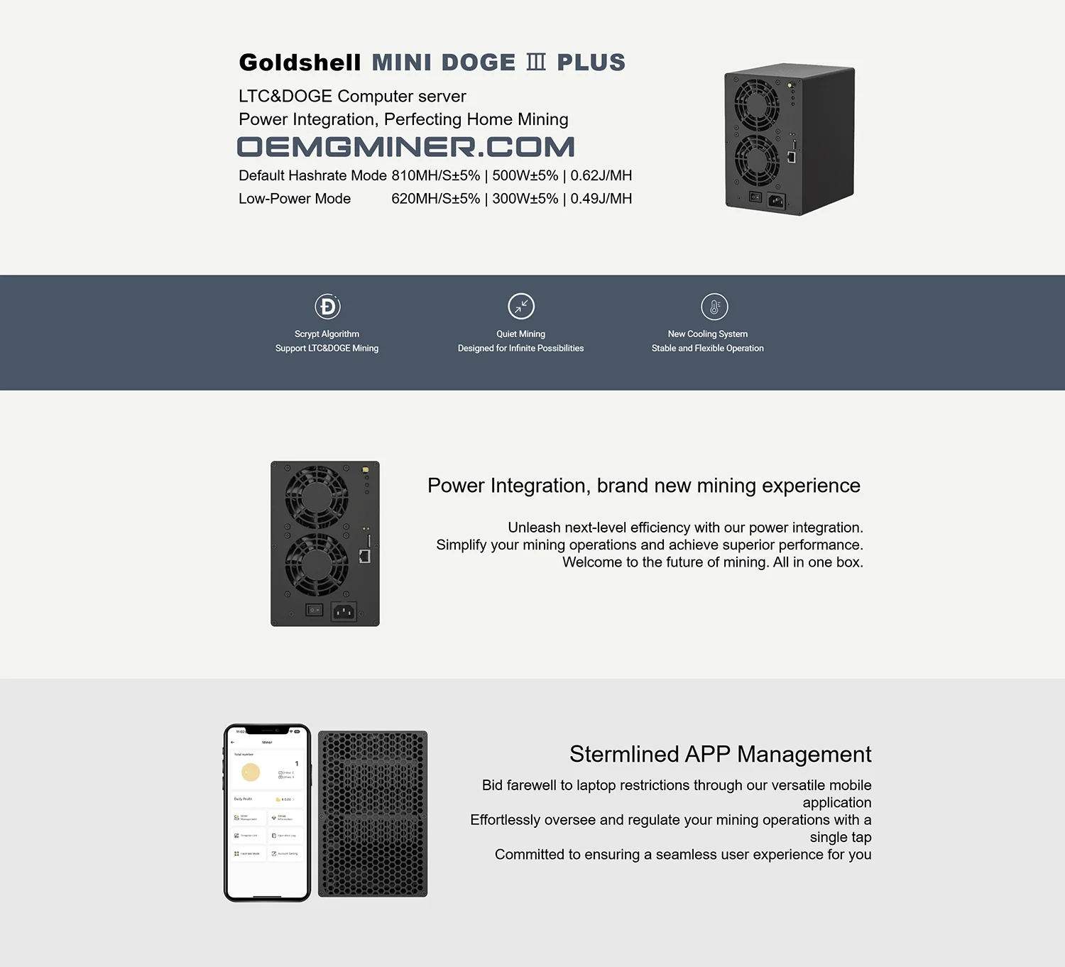 90%新品中古 Goldshell Mini DOGE III Plus LTC&Doge Coin Miner 810MH