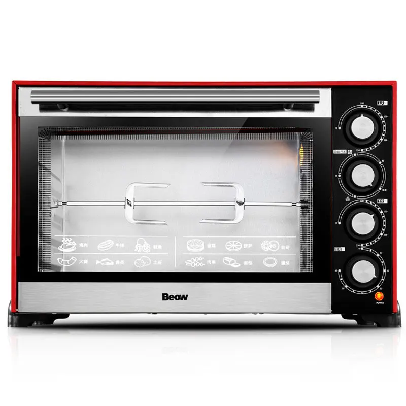 Household Mechanical Electric Oven Temperature Control Electric Oven Stainless Steel Black Crystal Panel 60L