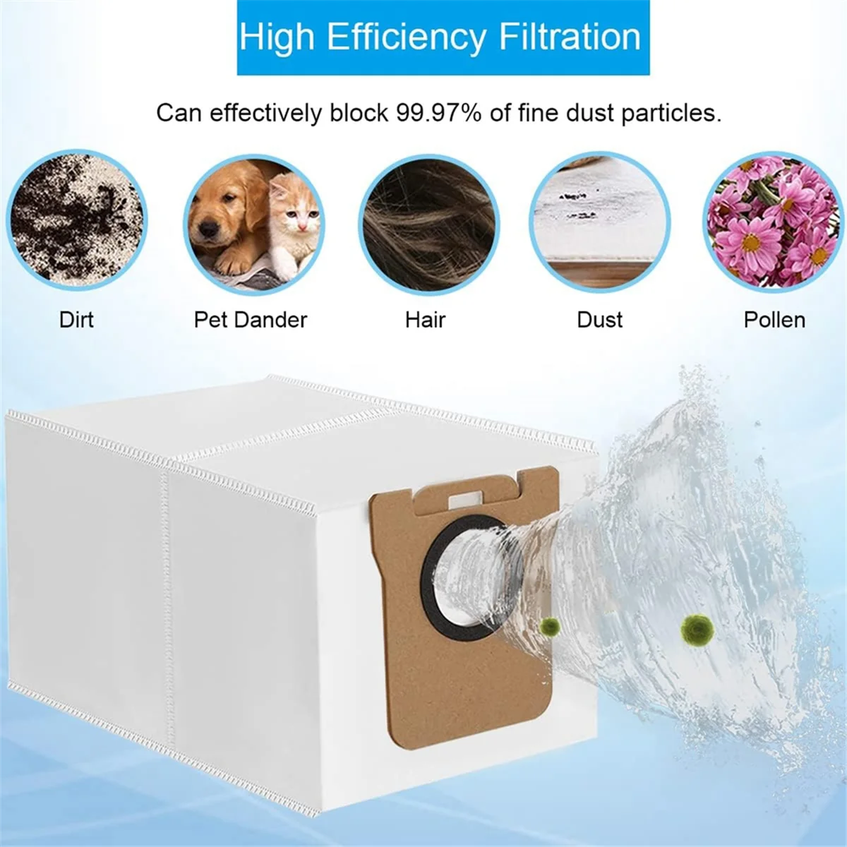 8Pcs Dust Bags for Dreame L10S Ultra/L10 Ultra,for Xiaomi X10+ Robot Vacuum Cleaner,2.5L Large Capacity Replacement Bags 6