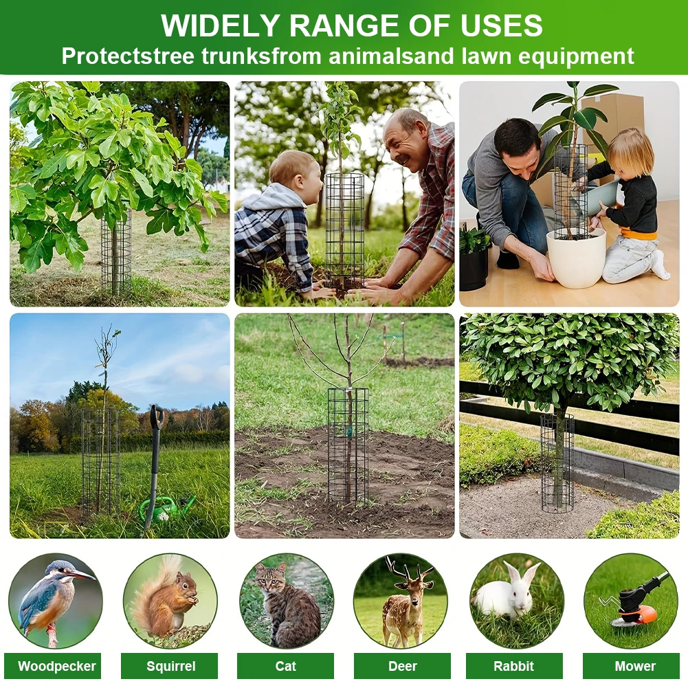 6 Pcs Plant Guard Protectors with Zip Ties & Stakes Metal Garden Protection Tree Wrap Cage Tree Wraps To Protect Bark Tree Tubes