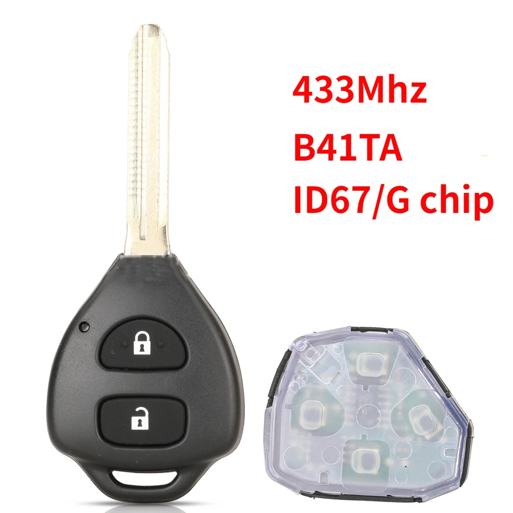 2 Button B41TA Remote Car Key for Toyota Prius 2 Hilux Etios Vios Yaris RAV4 Europe 4D67/G Chip 433Mhz