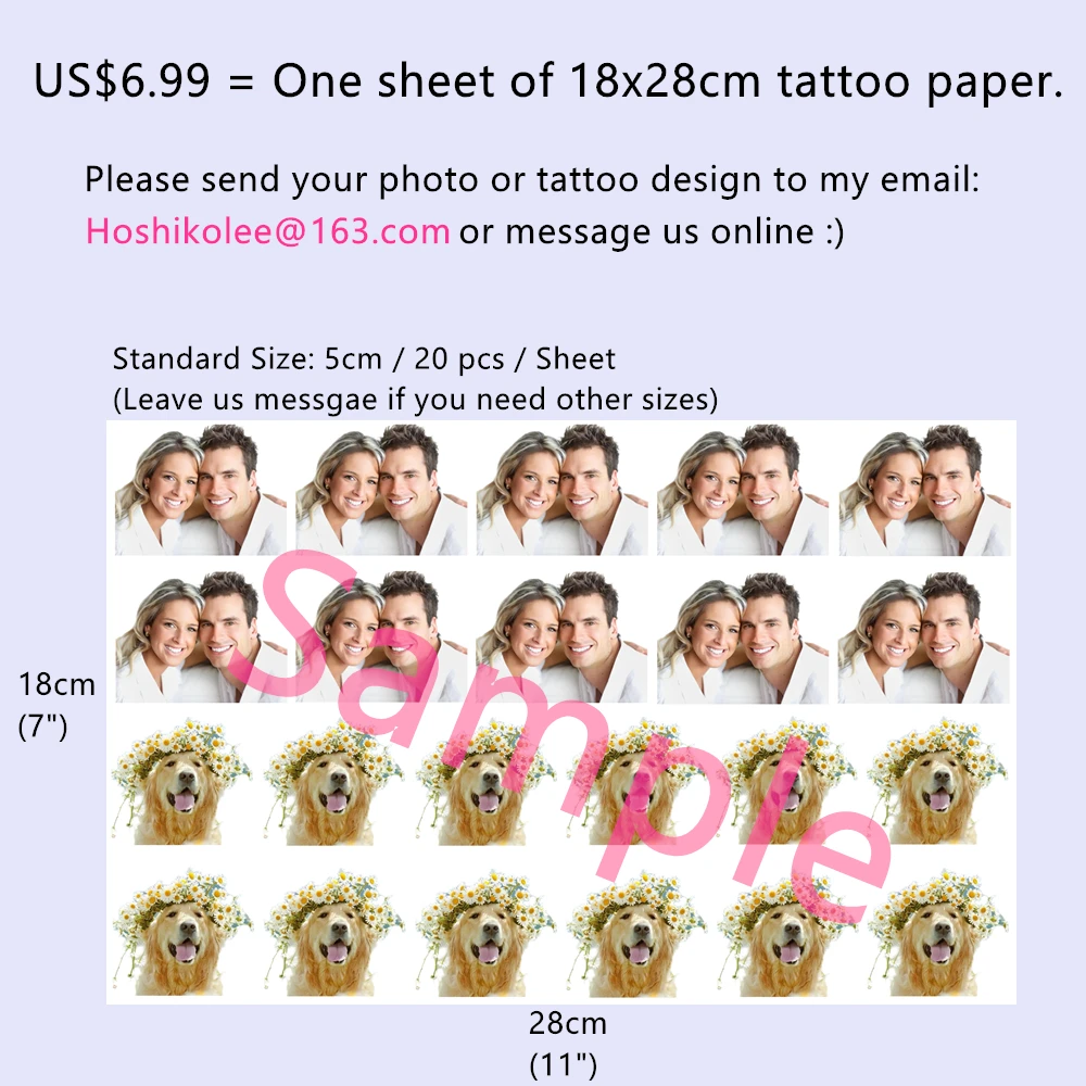 Personalized Temporary Fake Tattoo DIY Customize Tattoo Custom Make Tattoo Sticker For Wedding Cosplay Company Logo Party, Pets 2