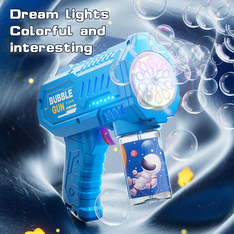 One Pack Of Children's 10  Launcher Handheld Portable Electric Automatic Bubble Gun LED Light For Boys And Girls 6