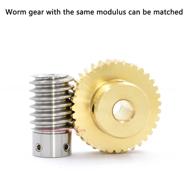 Turbine Worm Gear with Worm Rod 1 Set 1M 1 Module 15 20 25 30 Teeth Brass Gear 45# Steel Rod Drive Ratio 1:15/20/25/30 for motor gear transmission gear electric bike gear cassette deck tape gear electric chain saw gear