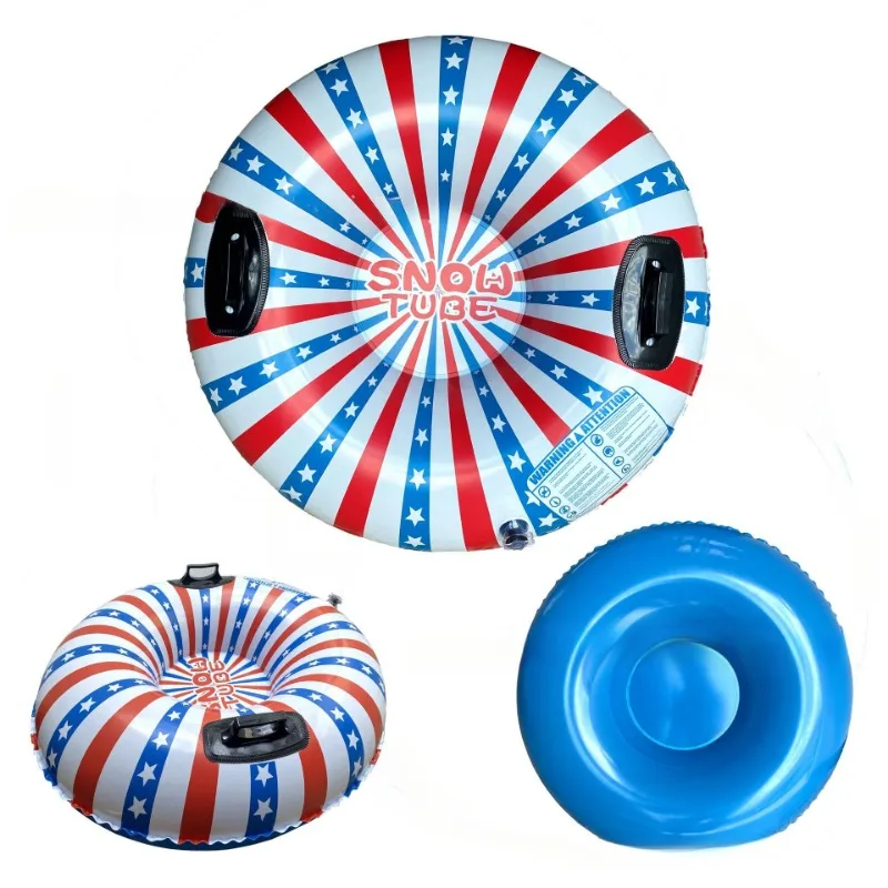 Inflatable Ski Ring PVC Sledding Tube Thicken Snow Tubing Winter Snow Tube With Handle Kids Racer Christmas Skii Sled Board