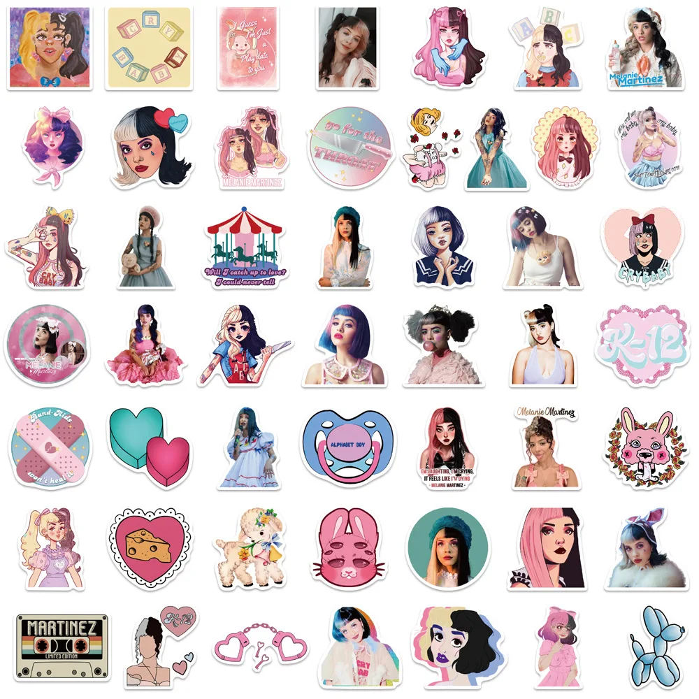 가수 멜라니 마르티네즈 Stickers-50Pcs 귀여운 방수 그래피티 데칼, 노트북 전화 오토바이 자동차 스티커, 클래식 장난감