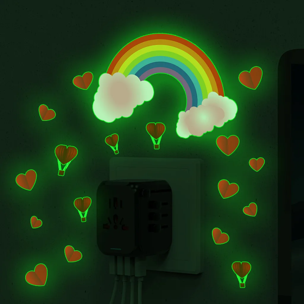 

Облака Радуга любовь светящийся зеленый переключатель наклейки спальня креативные декоративные настенные наклейки аксессуары для спальни