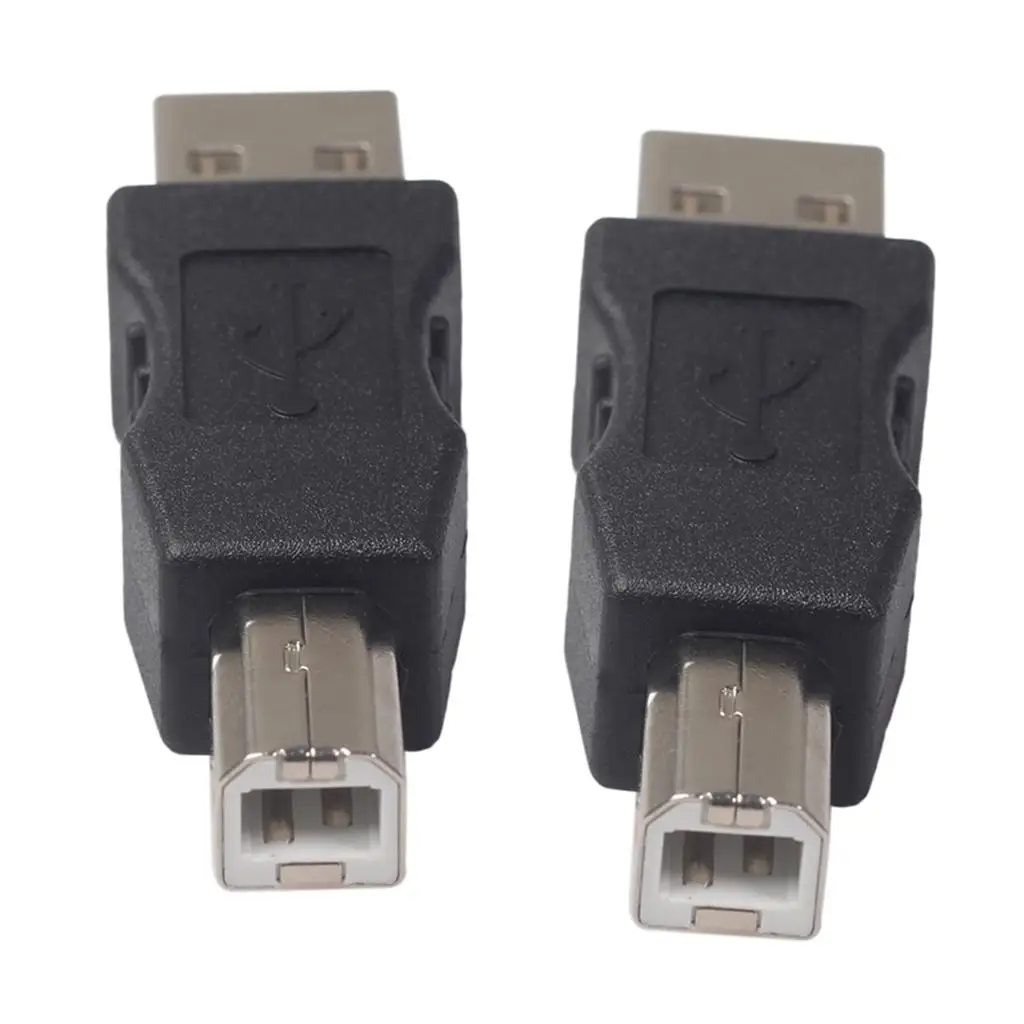 플라스틱 USB 유형 A 남성 - USB 유형 B 남성 프린터 어댑터 변환기 2팩
