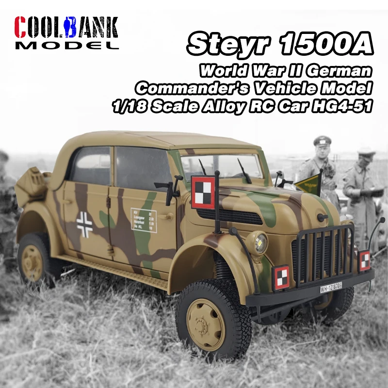 COOLBANK WWII German Commander Car Military Car Truck Vehicle 1/18 Scale 2.4 Ghz Remote Control Car Toys For Adults Boys Gifts 2