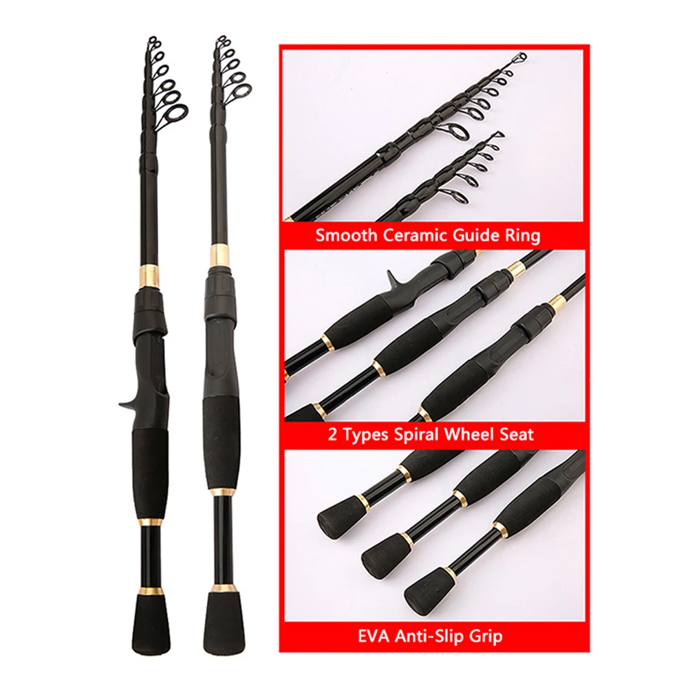 Telescopic Fishing Rod Ultralight Weight Spinning/Casting Fishing Rod  Carbon Fiber 1.6-2.4m Fishing Rod Tackle