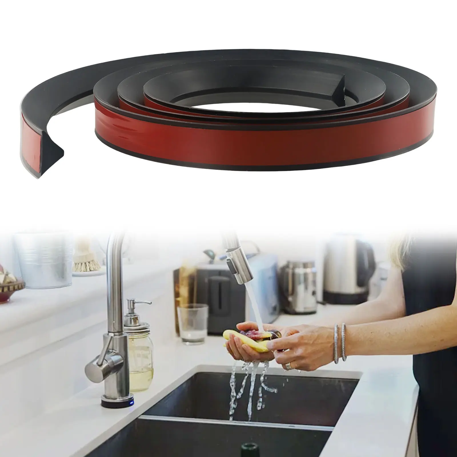 

Bathroom Kitchen Water Barrier Home Products Retention Strip Silicone Waterproof Adhesive 15mm Dry &Wet Separation