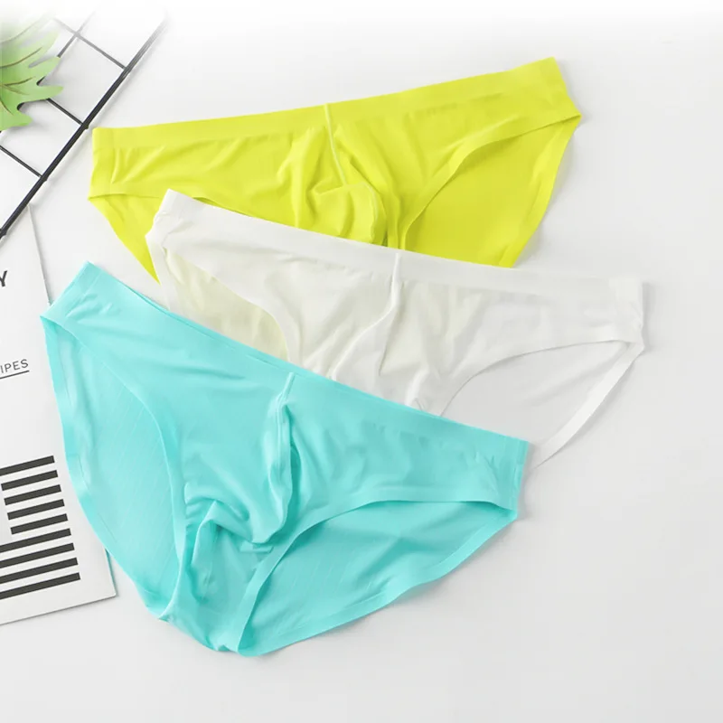 

Трусы мужские Бесшовные, пикантное быстросохнущее нижнее белье из вискозы, с U-образным выпуклым мешочком, молодежные удобные бриджи