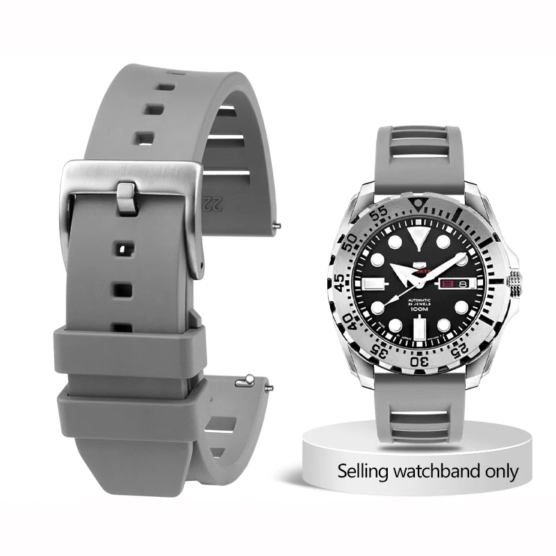 thumbnail image 1 of Correa de caucho fluorado para Seiko IWC Rolex Waffle Strap Bracelets Fashion Universal Mens Diver Silicone Sports Watch Band 20 22mm, 1 of 5