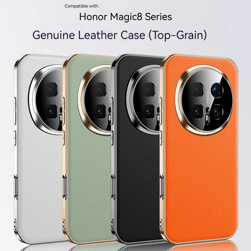 Luxurious Leather Lychee Pattern Phone Case with Fully Wrapped Lens and Anti-Drop Protection