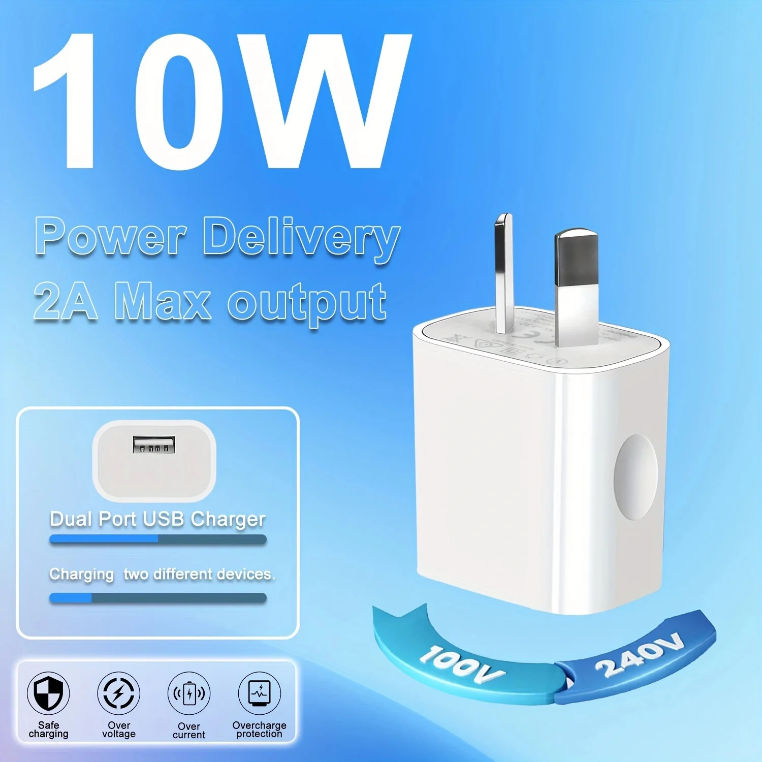 Dual Port USB Wall Charger AU Plug Power Adapter 5V/2.1A