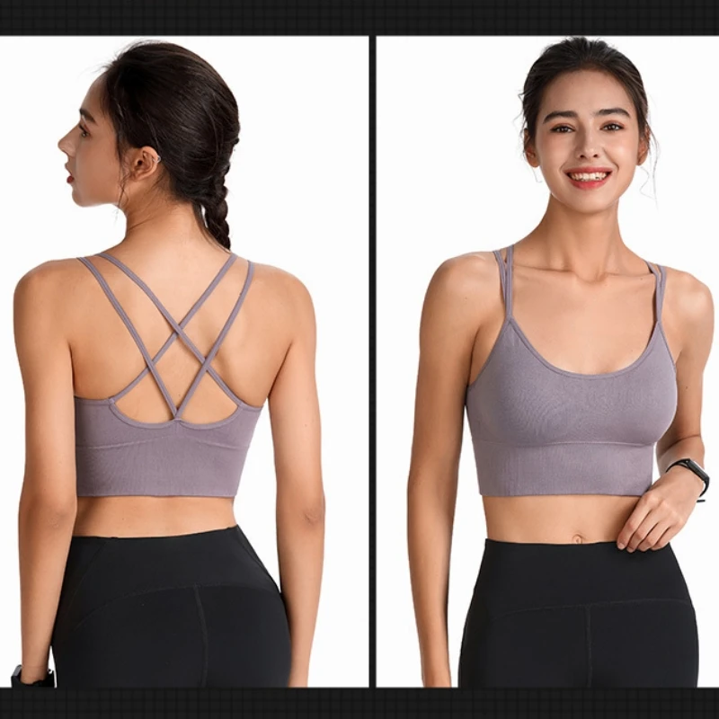 Low Support Criss Cross Back Yoga Sports Bras for Women Sexy V Neck Double  Straps Gym Bra Push Up Fitness Workout Crop Tank Top - AliExpress