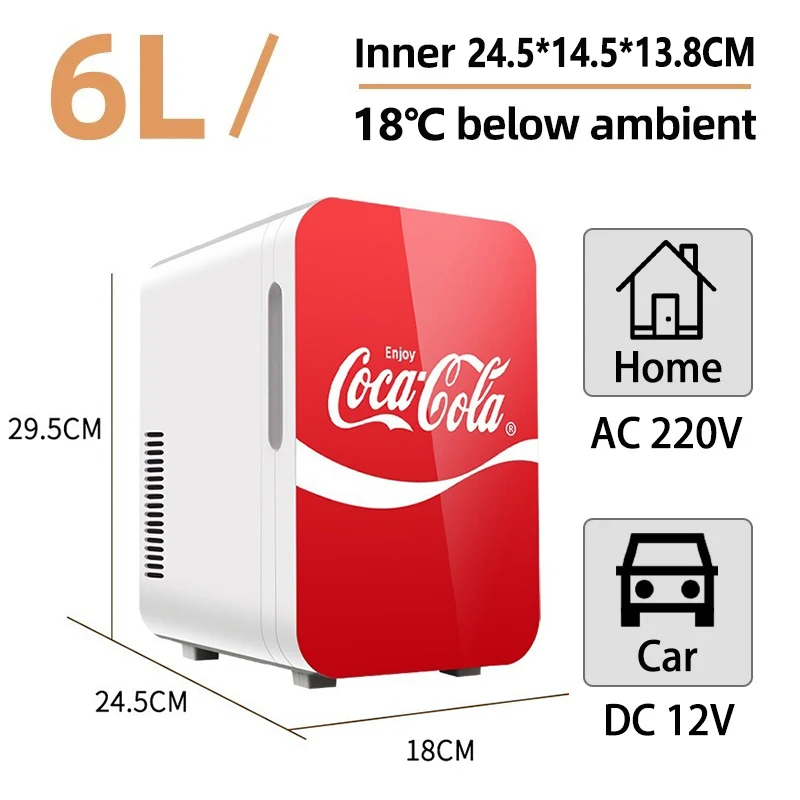 6L Mini Car Refrigerator 12V DC 220V AC Electric Portable Coolers and Heating Car Mini Fridge Ice Box for Home Camping Travel camping refrigerator mini refrigerator