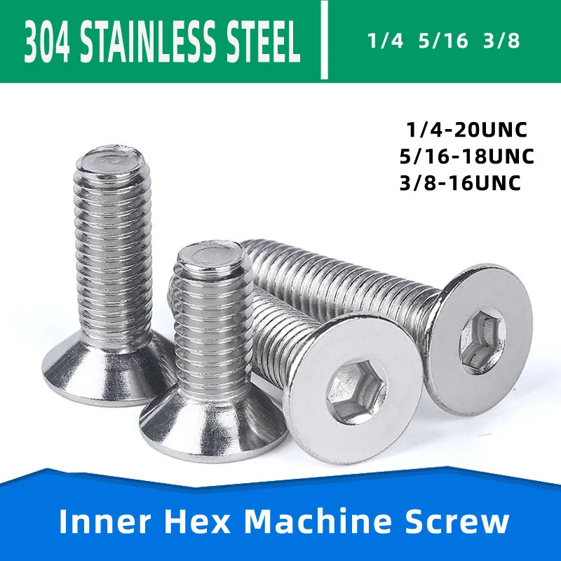 5/16"-18 UNC 304 Stainless Steel Allen Bolts Countersunk Socket Screws 1/4"-20 