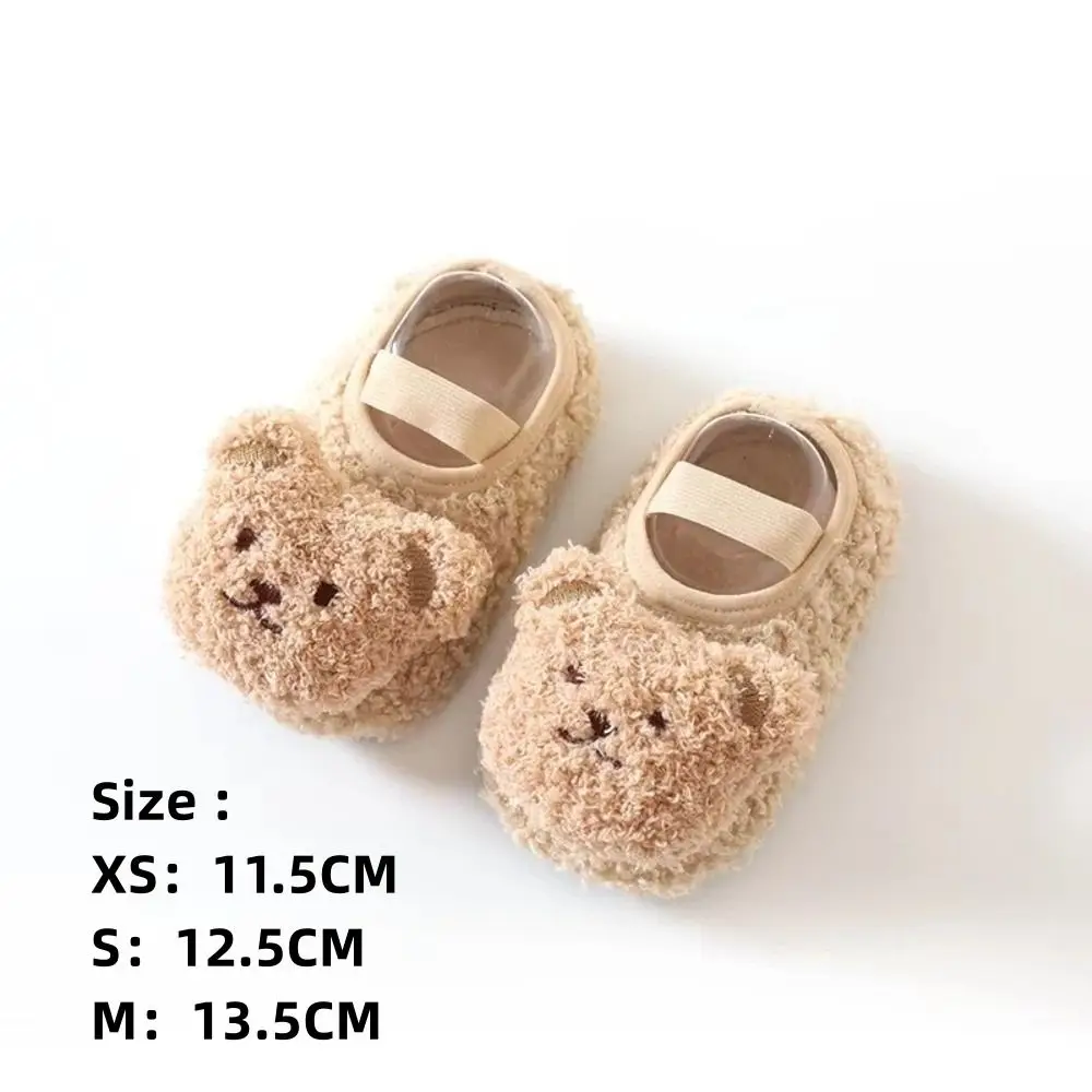 Winter Warm Baby Slippers Cute Cartoon Bear Soft Toddler Shoes Kids Footwear Newborn Learning Walking Shoes Infant Floor Socks