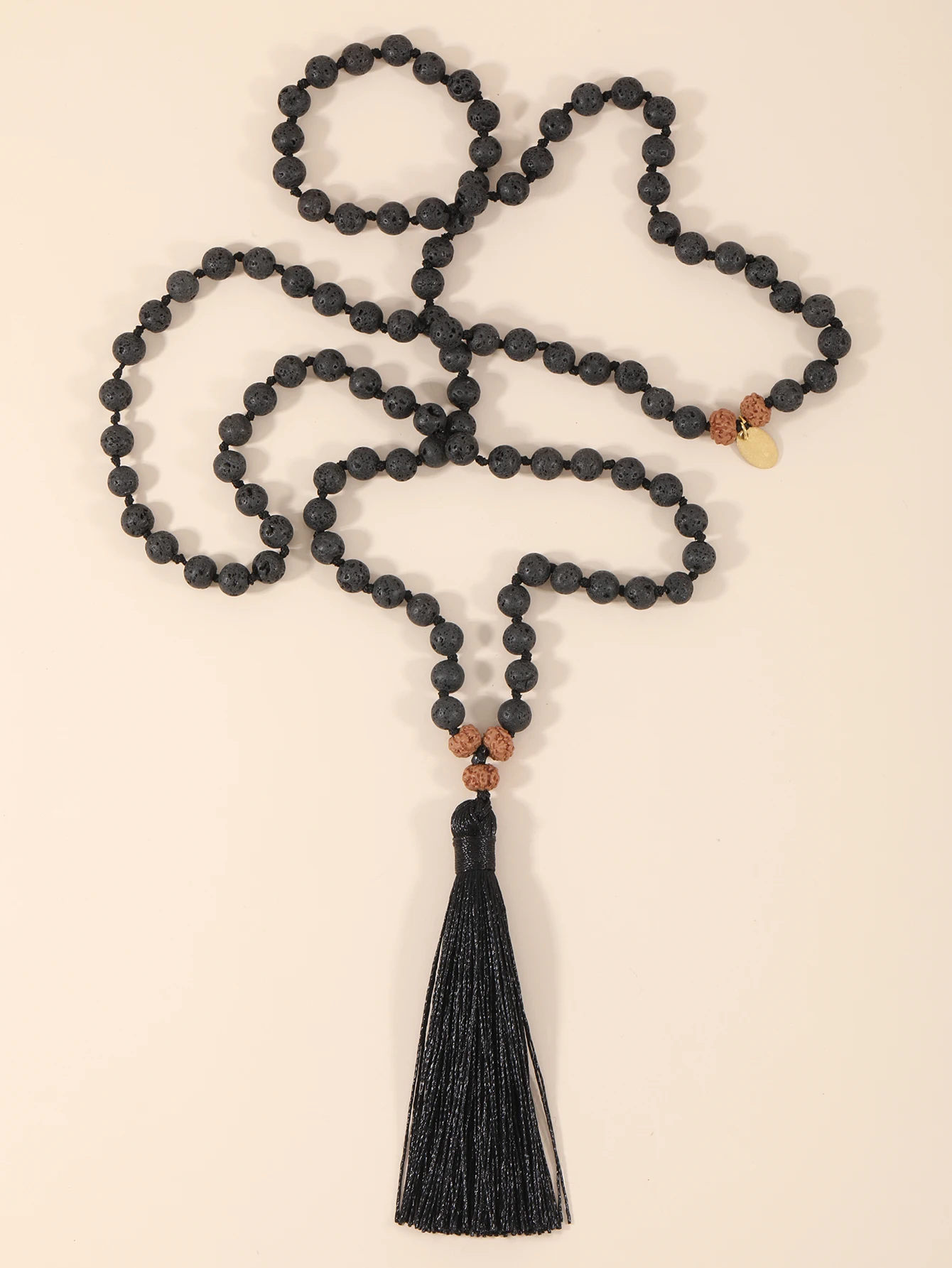 

OAIITE 6 мм, модели вулкана, мужское буддистское Молитвенное ожерелье с узелком для йоги, медитации, рейки, ювелирные изделия, цепочка на свитер для женщин