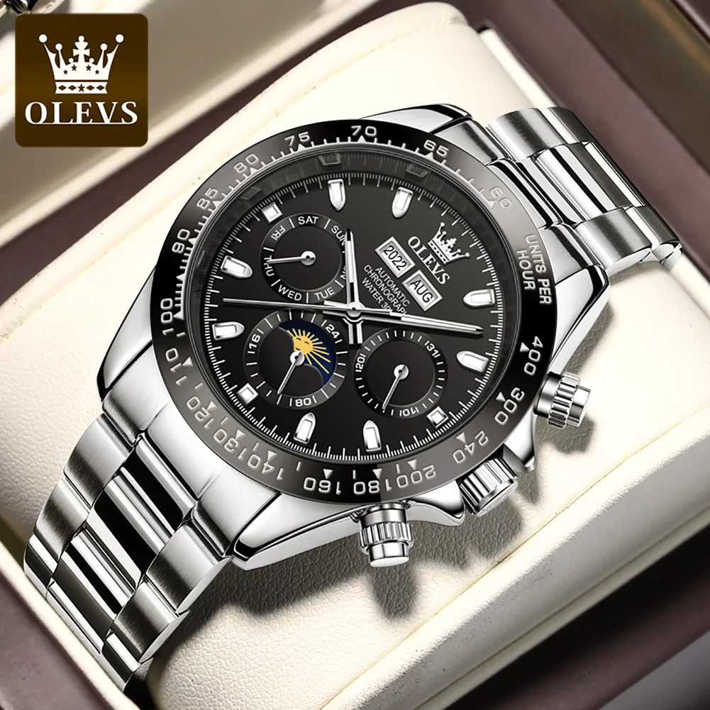 OLEVS New Men's Automatic Mechanical Watch Deep Waterproof Stainless Steel Strap Scratchproof Men Luminous Business Wristwatch