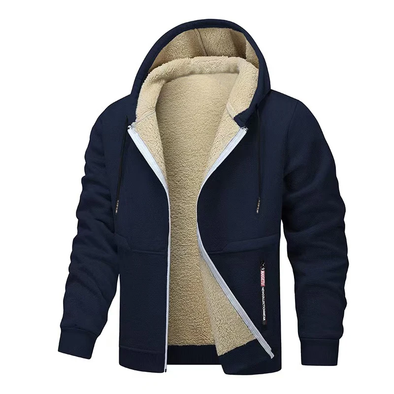 Animal Game Casual Hoodies for Men Heavyweight Fleece Sweatshirt Thick Sherpa Lined Hooded Zipper Jacket Thick Streetwear Coats