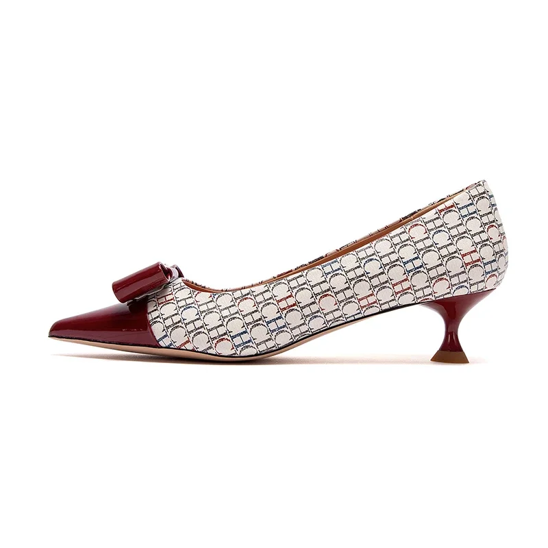 High-Heeled Shoes Elegant Fashion Female Commuting Low Heeled Shoes British Style Patchwork Design Lady Pointed Shoes 5