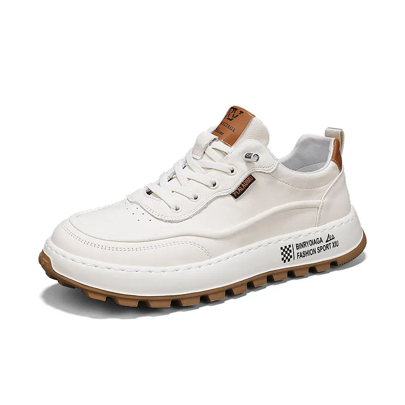 أحذية رياضية غير رسمية للرجال من الجلد الطبيعي ، م...