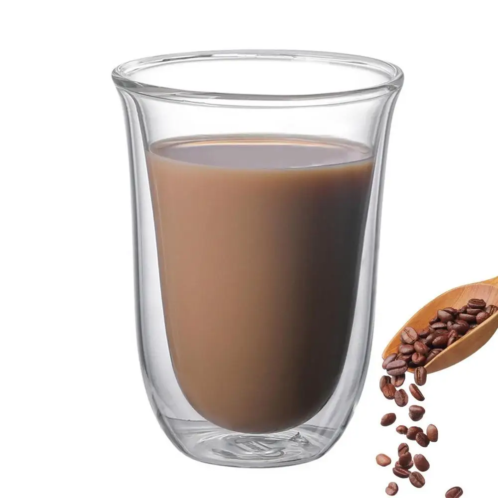 Double Wall Tea Cups Durable Borosilicate Clear Glass Coffee Cups Heat Insulating Glass For Cappuccino Latte Drink Glasses 400Ml