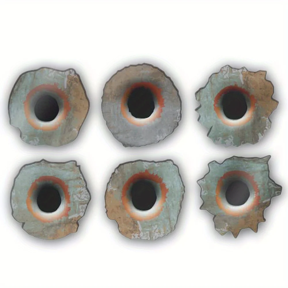 Motorcycle stickers 6pcs Rusty bullet hole waterproof motorbike fairing fuel tank DIY car window body durable vinyl decals