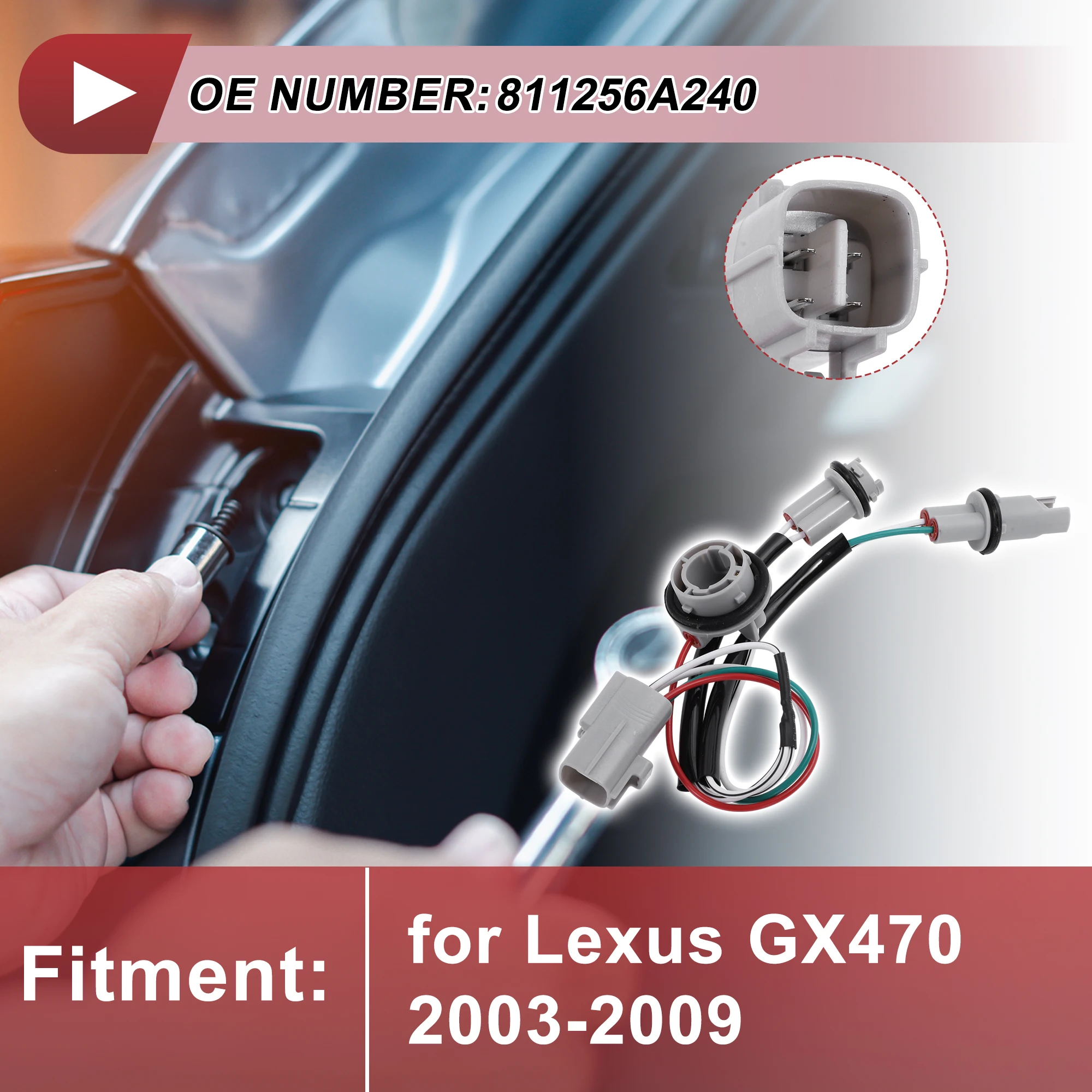 렉서스 GX470 03-09용 X Autohaux 헤드라이트 소켓 배선 No.811256A240 전구 피그테일
